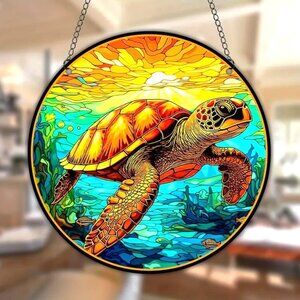 Suncatcher Sea Turtle Tortoise Hanging Chain Beach Ocean Tropical Reef Window